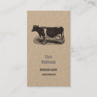 Vintage Dairy Cow Farmer Butcher Business Visitkort