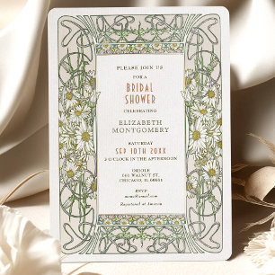 Vintage Daisies Bröllopsdusch Art Nouveau Inbjudan
