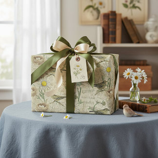 Vintage daisies presentpapper