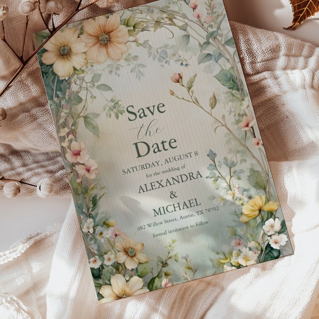 Vintage Daisy Art nouveau Mucha Bröllop Spara Datumet (Skapare uppladdad)