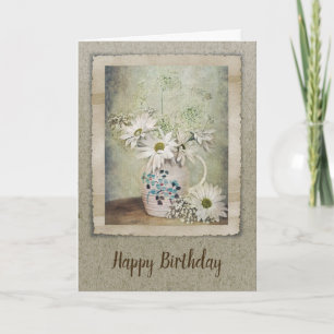 Vintage Daisy Birthday Bouquet Kort