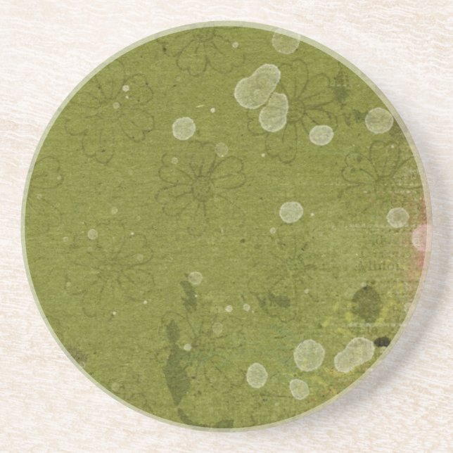 Vintage Daisy Blommigt Grönt Tapet Underlägg (Framsidan)