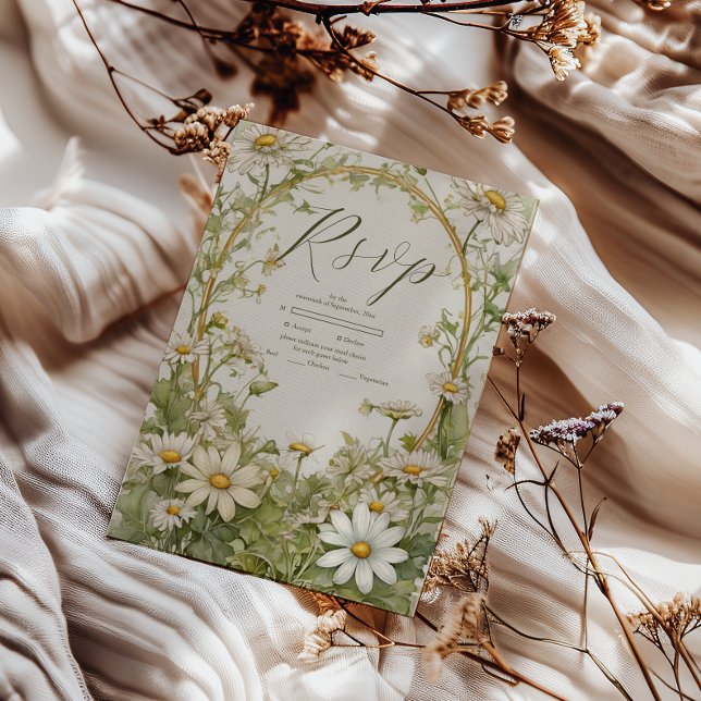 Vintage Daisy Bröllop Art Nouveau OSA Kort (Skapare uppladdad)