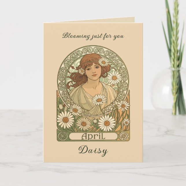 Vintage Daisy Flourish Art Nouveau Kort (Framsida)