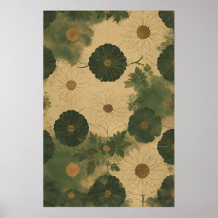 Vintage Daisy Garden: Handdragen botaniska Mönster Poster