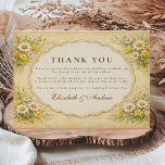 Vintage Daisy Garden Wedding Tack Kort<br><div class="desc">A delicate vintage wedding design inspired by romantic countryside gardens. Soft watercolor daisies and yellow wildflowers bloom in the corners around an elegant scalloped frame, set against a warm parchment background with antique botanical charm. The gentle floral details and classic typography create a timeless garden aesthetic, perfect for couples planning...</div>
