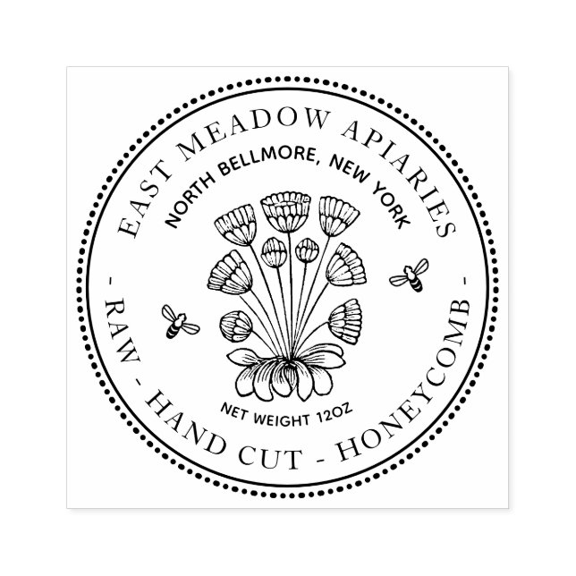 Vintage Daisy och Bihoneycomb Frimärke Stämpel (Tryck)