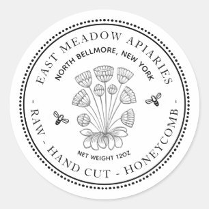 Vintage Daisy och bihoneykombihonungsvit etikett