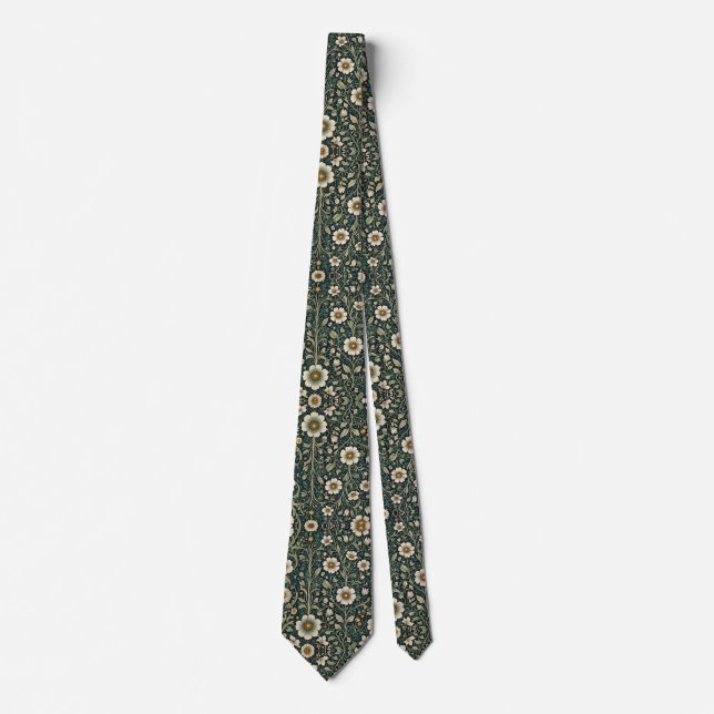 Vintage Daisy Trädgårdsmönster Slips (Framsida)