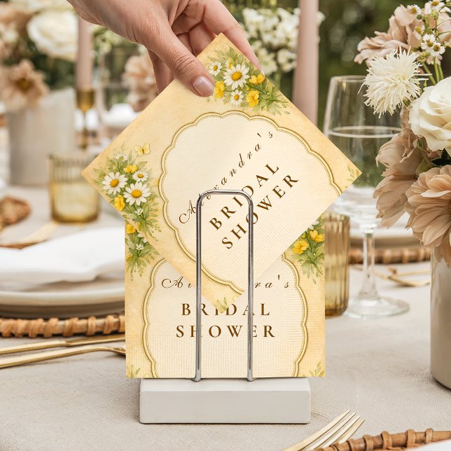 Vintage Daisy Wildflower Bröllopsdusch Pappersservett (Skapare uppladdad)