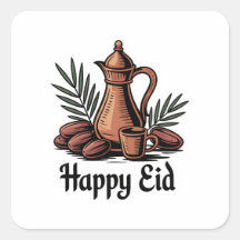 Vintage Dallah Arabiskt Kaffe Eid Klistermärke Des