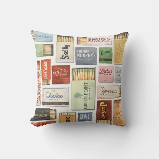 Vintage Dallas Matchbook Pillow Kudde (Framsida)