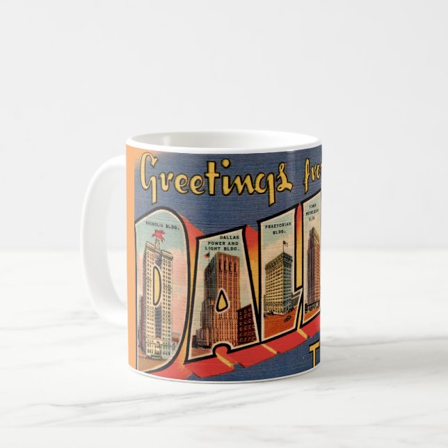 Vintage Dallas Texas  Kaffemugg (Framsida vänster)