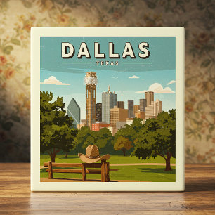 Vintage Dallas Texas Kakelplatta