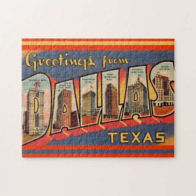 Vintage Dallas Texas vykort Pussel (Horisontell)
