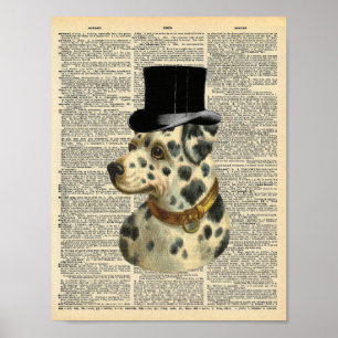 Vintage Dalmatien i top hat på lexikonsidan Poster
