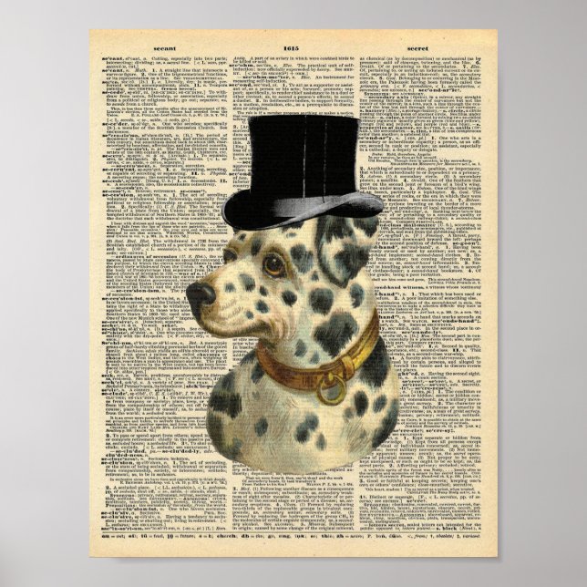 Vintage Dalmatien i top hat på lexikonsidan Poster (Framsidan)