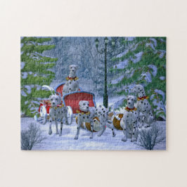 Vintage Dalmatien Sleigh Snö jul Pussel