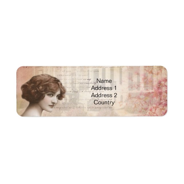 Vintage Dam-adressetikett Returadress Etikett (Framsidan)