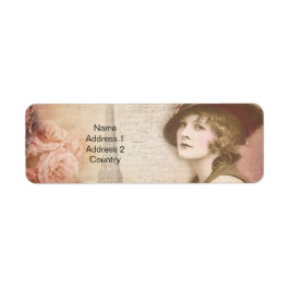 Vintage Dam-adressetikett Returadress Etikett