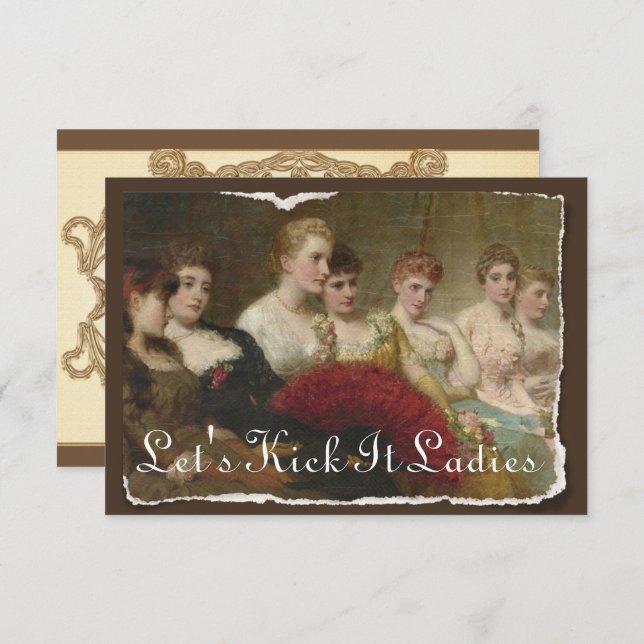 Vintage Dam Bachelorette eller födelsedagsinbjudan Inbjudningar (Fram/baksida)