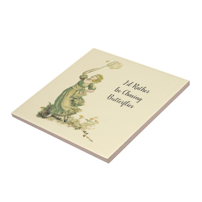 Vintage Dam Chasing Butterflies Kakelplatta (Sidan)