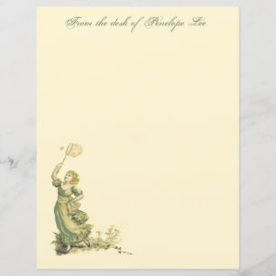 Vintage Dam Chasing Butterflies Stationery Papper