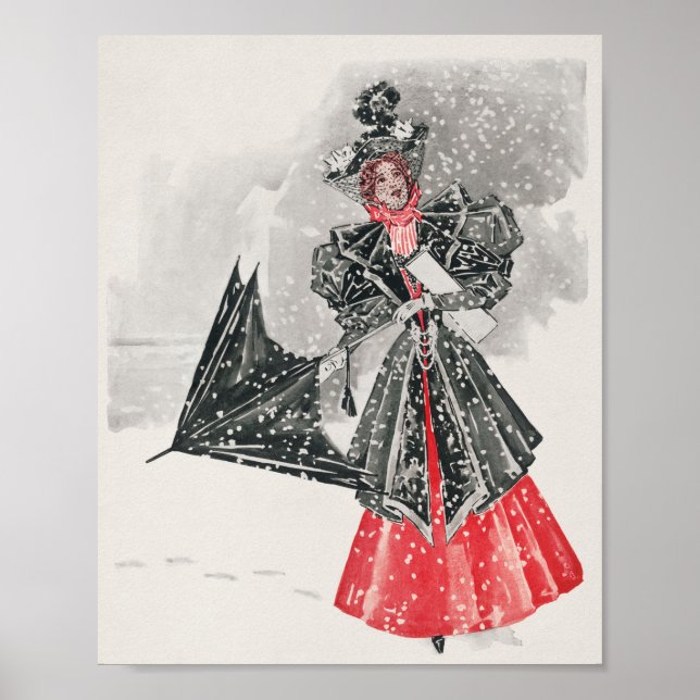 Vintage dam christmas helgdag poster (Framsidan)
