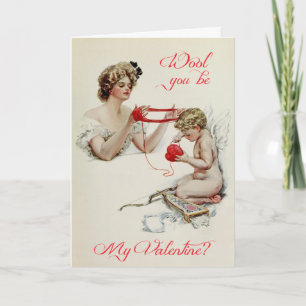 Vintage Dam + Cupid Valentine av Harrison Fisher Helgkort