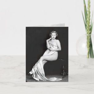 Vintage "Dam Draped in Silke"-kort Helgkort