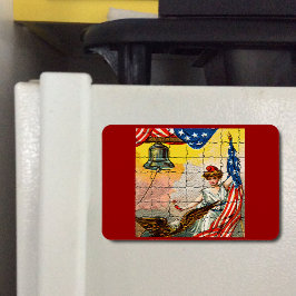 Vintage Dam, Eagle, Flagga och Liberty Bell Mosiac Magnet