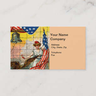 Vintage Dam, Eagle, Flagga och Liberty Bell Mosiac Visitkort