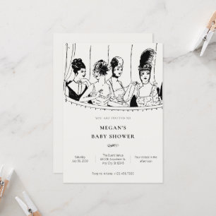 Vintage dam elegant babydusch inbjudningar
