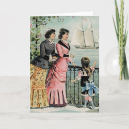 Vintage Dam, flicka, hälsningskort för Frakt Kort