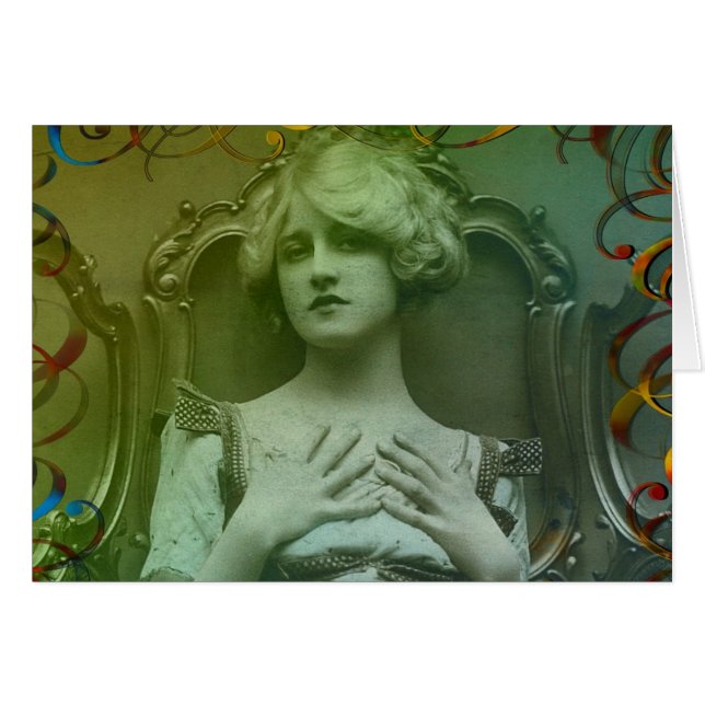 Vintage Dam Hälsningskort (Framsidan Horizontal)