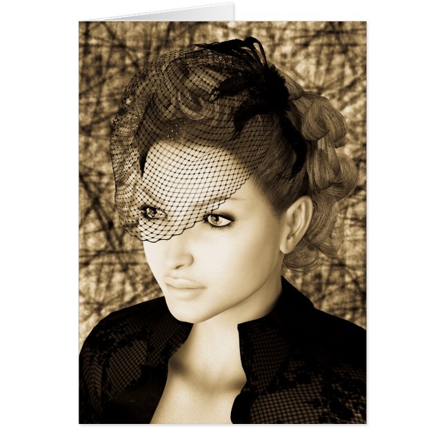 Vintage Dam Hälsningskort (Framsidan)