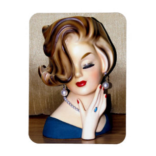 Vintage Dam Head Vas Flip Hairdo Ring Magnet