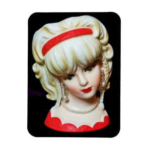 Vintage Dam Head Vas Platinum Blonde Braids Magnet