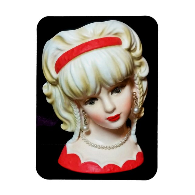 Vintage Dam Head Vas Platinum Blonde Braids Magnet (Vertikal)