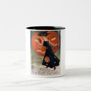 Vintage Dam i Black and Jack o'Lantern Två-Tonad Mugg