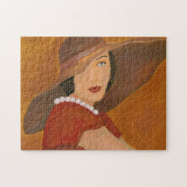 Vintage Dam i Hat Pussel