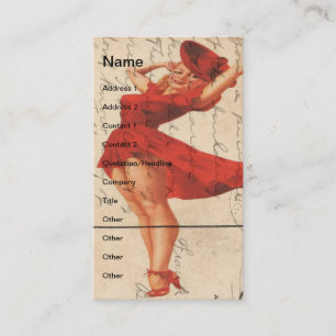 Vintage Dam i Red Dress Digital Art Visitkort