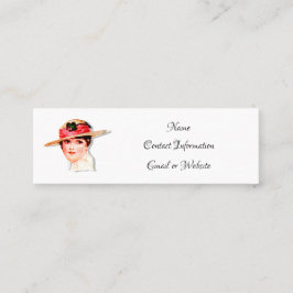 Vintage Dam i Straw Hat  Mini Visitkort
