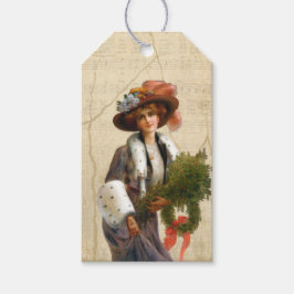 Vintage Dam julklapp Märkre | Helgdag för elegant Presentetikett