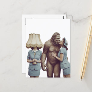 Vintage Dam Kissing Sasquatch Vykort