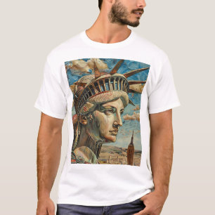 Vintage Dam Liberty Painting Frihetsgudinnan T- T Shirt
