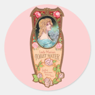 Vintage Dam Marian Toilet Vatten-etikett Runt Klistermärke