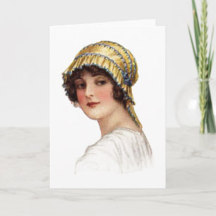 Vintage Dam med Bonnet Card Kort