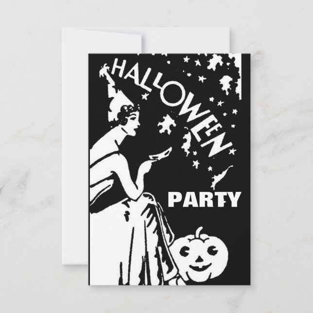 Vintage dam med mask Halloween Inbjudningar (Framsida)