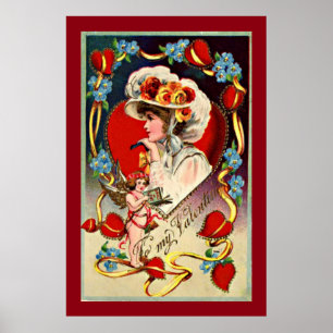 Vintage Dam Mitt Alla hjärtans värde Poster Papper